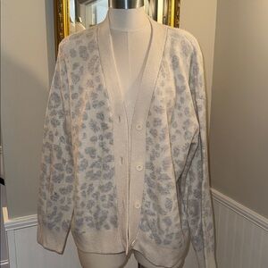 French Connection Beige/Gray Animal Print Cardigan. Large. Like new.